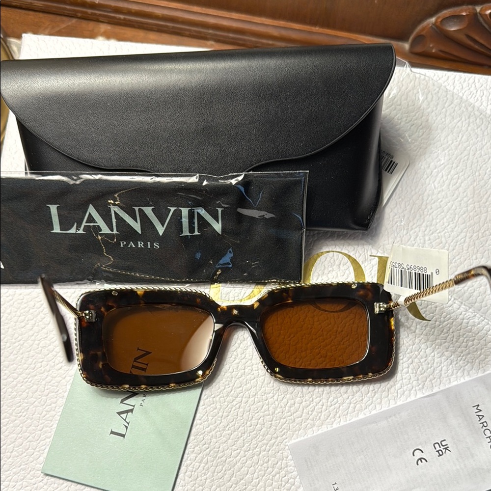LANVIN Tortoise Shell Square 52mm Sunglasses - NWT - image 7